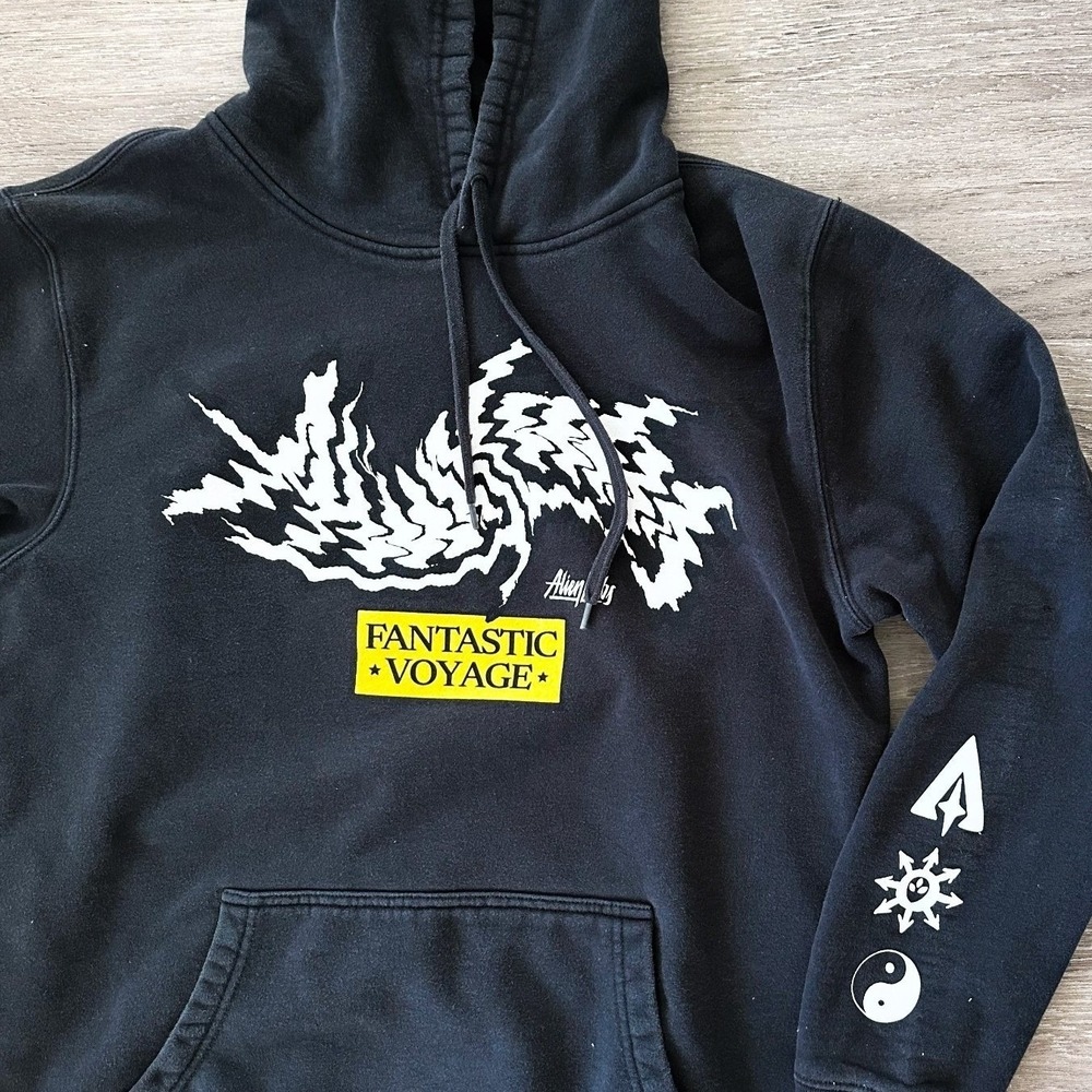 Alien Labs SZ L Hoodie Fantastic Voyage Graphic Mens Black Streetwear Pullover